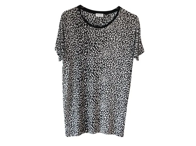 Saint Laurent Camiseta estampada leopardo Negro 