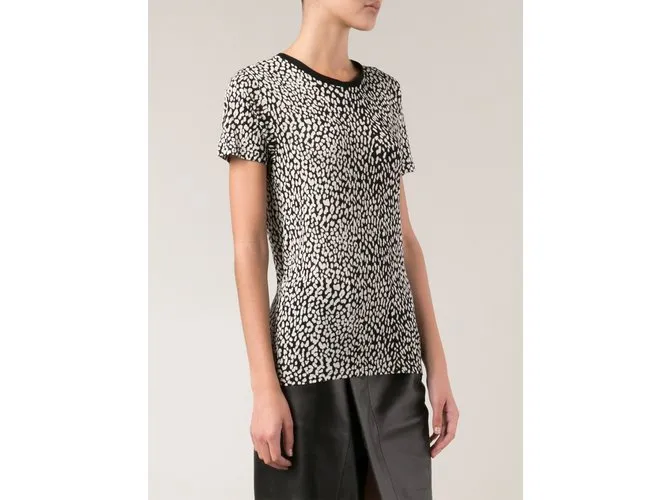 Saint Laurent Camiseta estampada leopardo Negro 