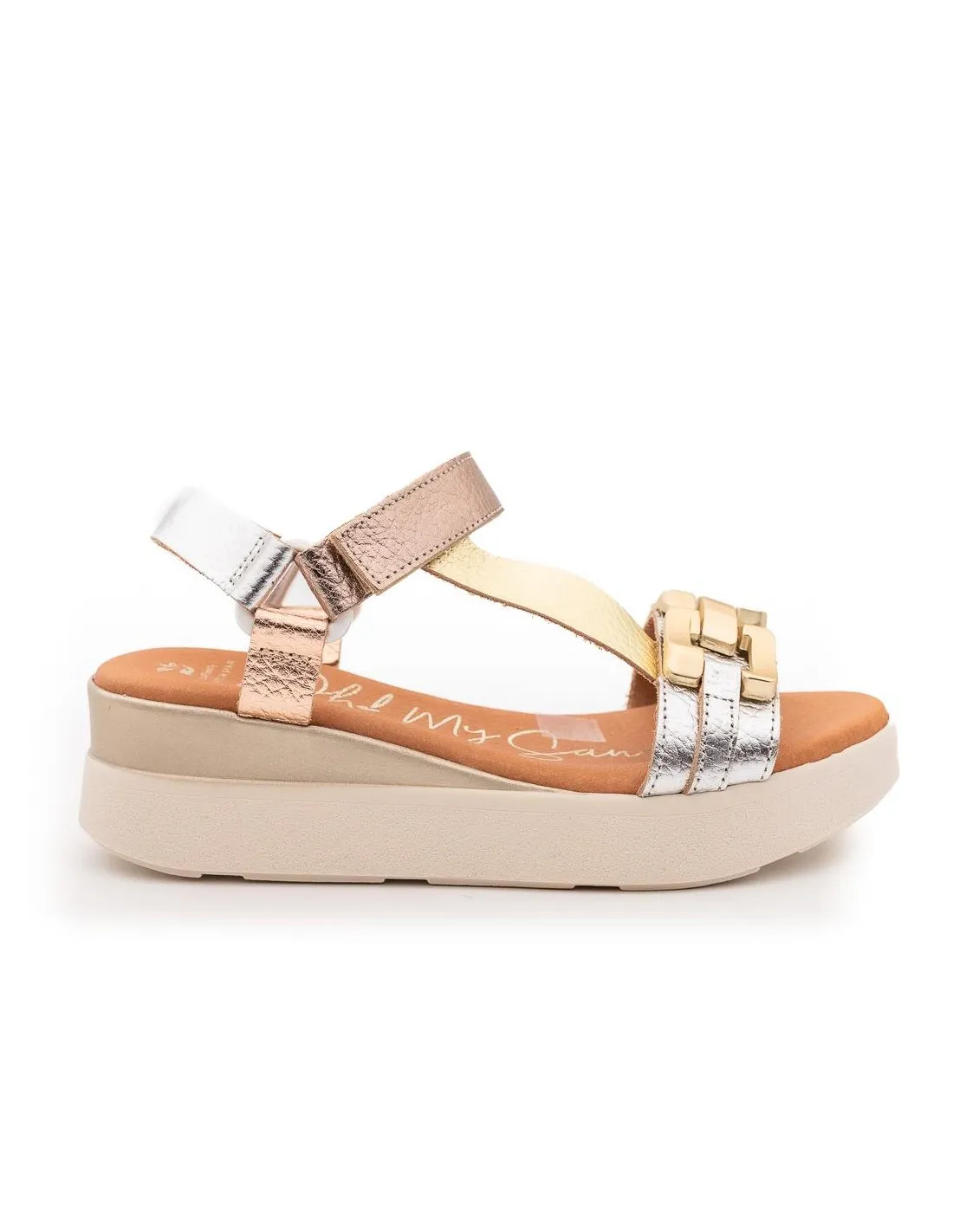 SANDALIA DE PIEL MUJER OH MY SANDALS 5420 PLATA