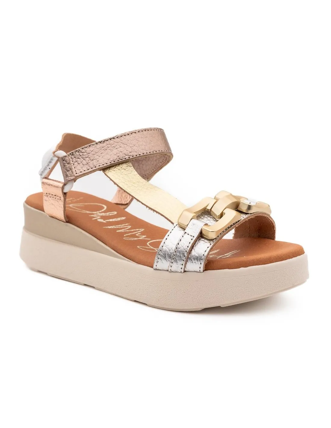 SANDALIA DE PIEL MUJER OH MY SANDALS 5420 PLATA