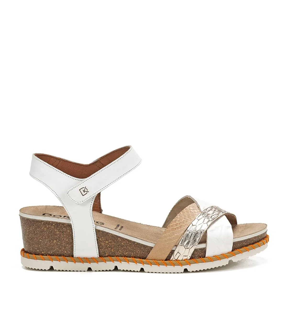 SANDALIAS DE PIEL CON CUÑA DORKING GOLD D9320 BLANCO