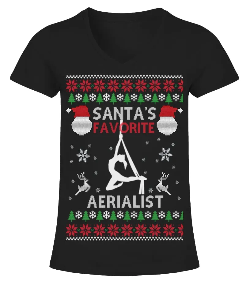 SANTA'S FAVORITE AERIALIST Camiseta cuello pico Mujer