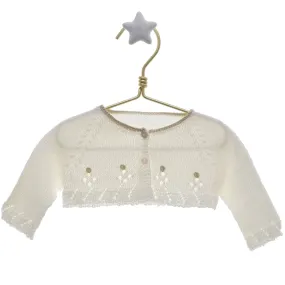 Short beige unisex jacket with rococo flower