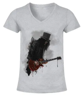 Slash play guitar Guns N' Roses shirt Camiseta cuello pico Mujer