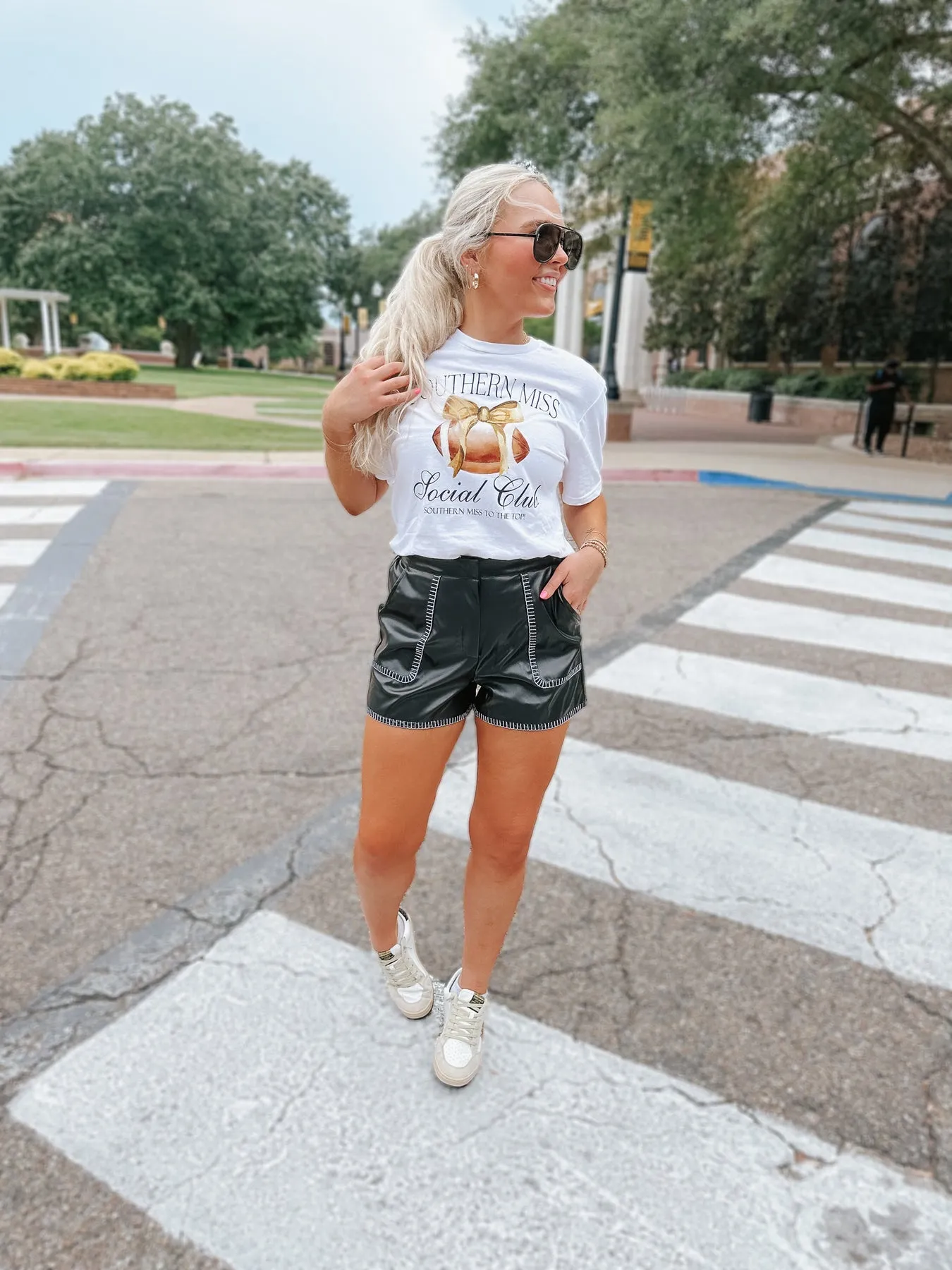 Southern Miss Social Club Tee in White-