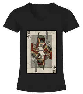 Star Wars Boba Fett Bounty Hunter Playing Card Camiseta cuello pico Mujer