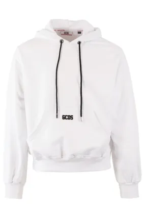 Sudadera blanca con capucha con logo negro