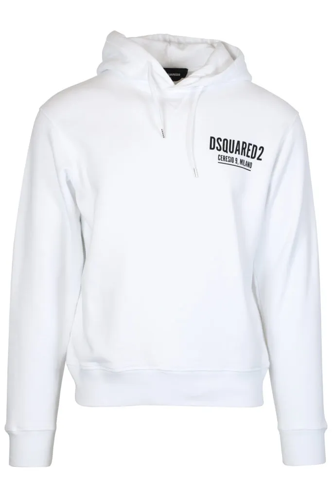 Sudadera blanca con capucha y logo pequeño 