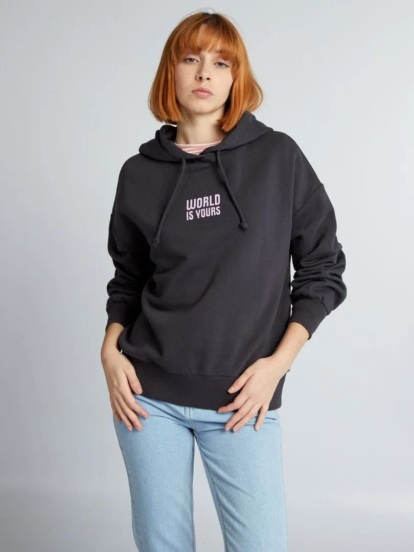 Sudadera con capucha estampada - NEGRO