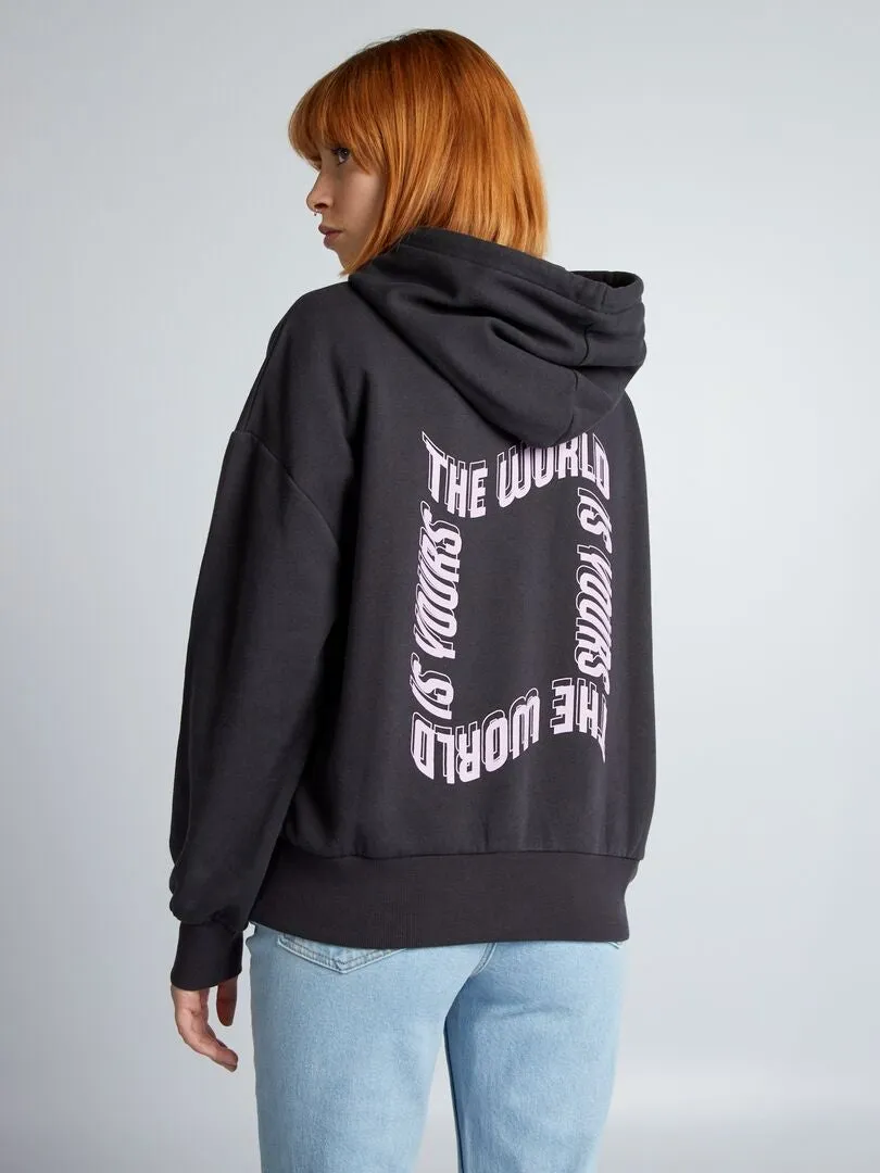 Sudadera con capucha estampada - NEGRO