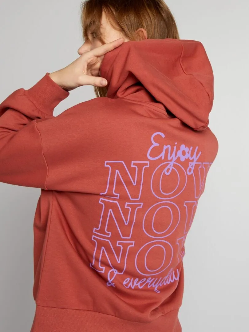 Sudadera con capucha estampada - ROJO