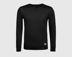 Sudadera cuello redondo clásica unisex inicial grande color negro