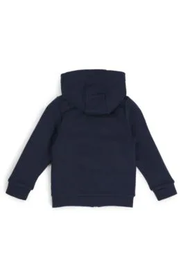 Sudadera de forro polar para niños con capucha, cremallera y logo estampado