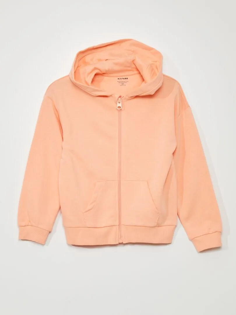 Sudadera de tela de chándal con cremallera - NARANJA