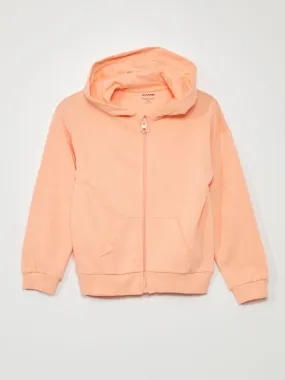 Sudadera de tela de chándal con cremallera - NARANJA