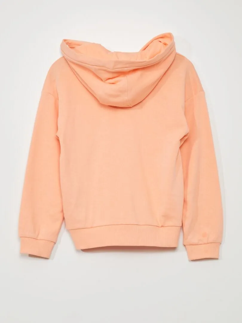 Sudadera de tela de chándal con cremallera - NARANJA