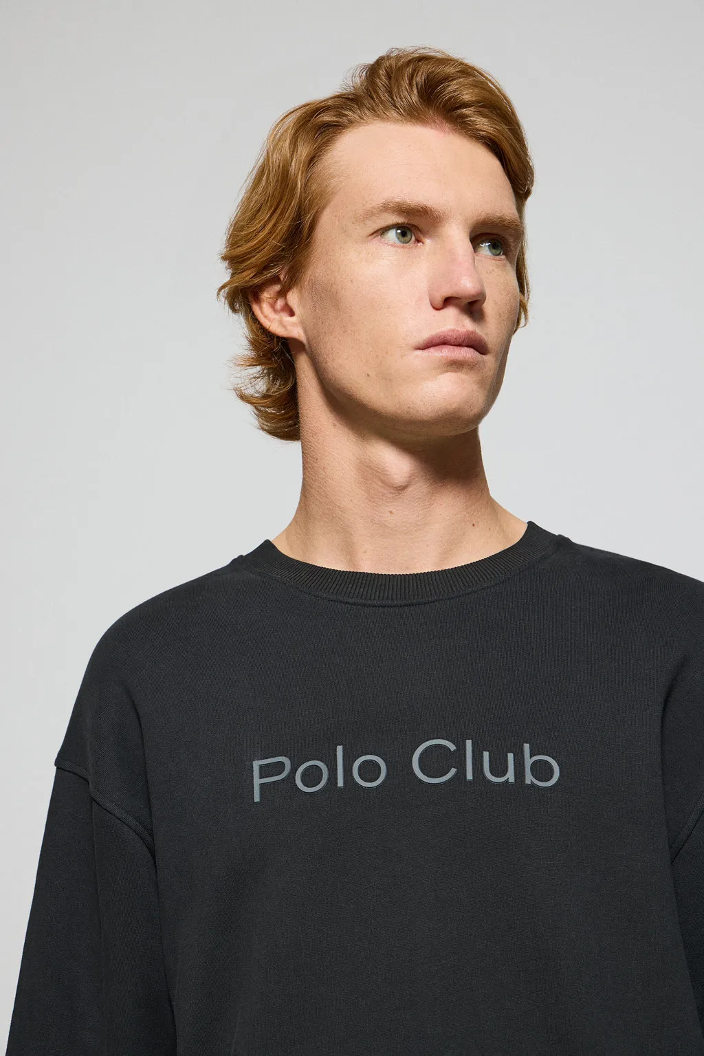 Sudadera negra de cuello redondo con logotipo Polo Club