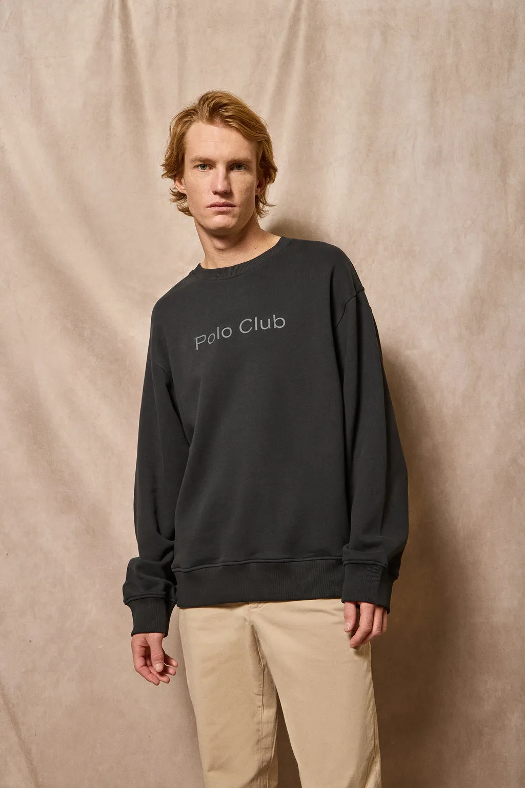 Sudadera negra de cuello redondo con logotipo Polo Club