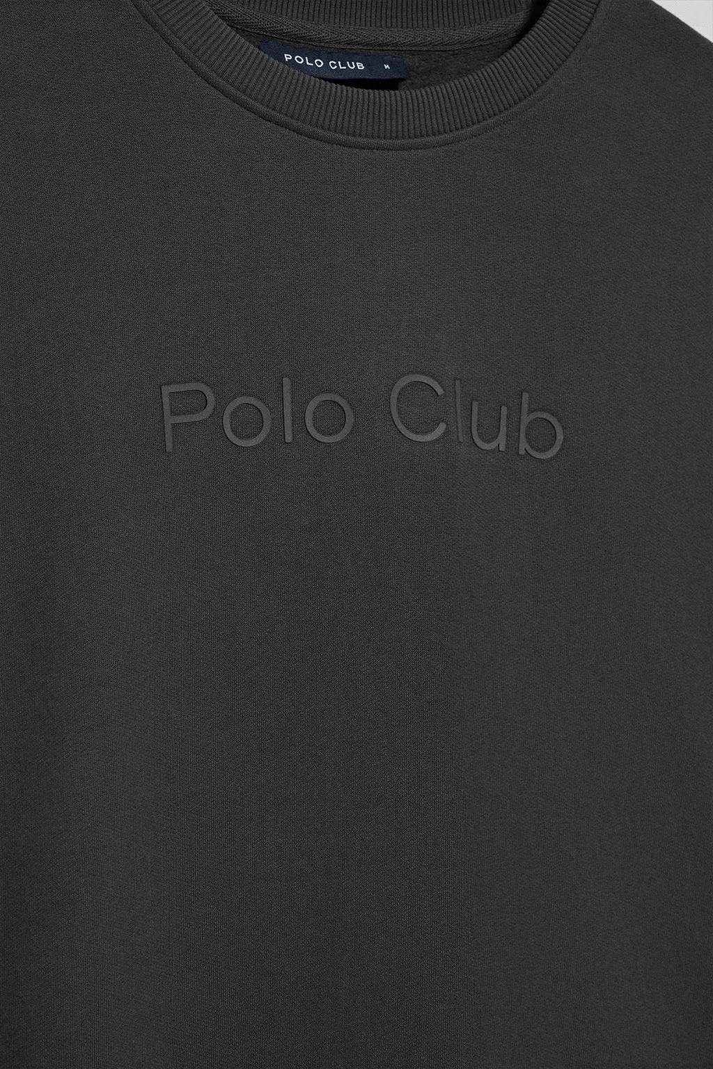 Sudadera negra de cuello redondo con logotipo Polo Club