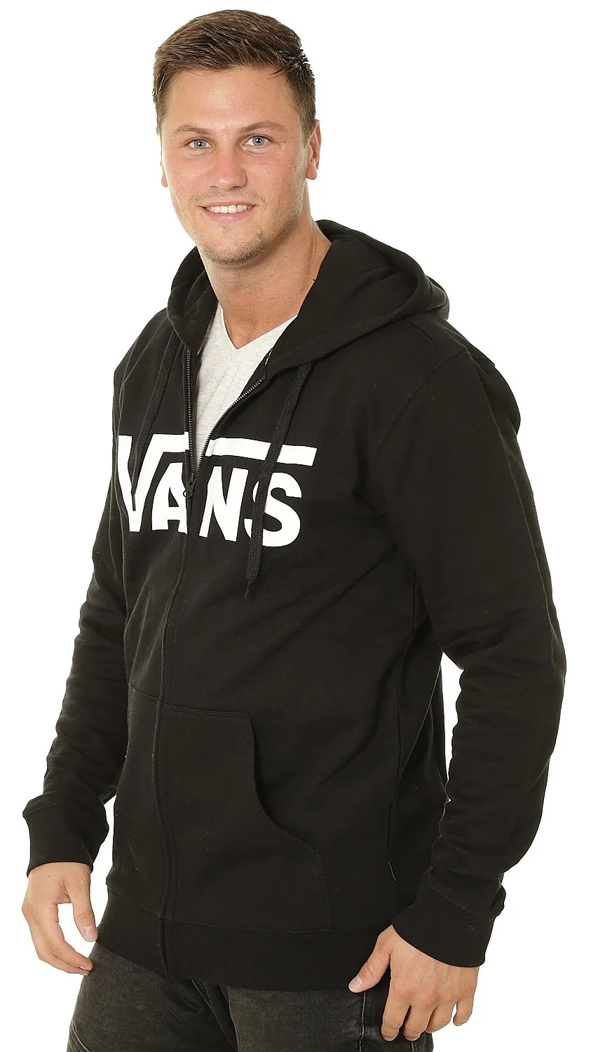 sudadera Vans Classic Zip - Black/White - men´s