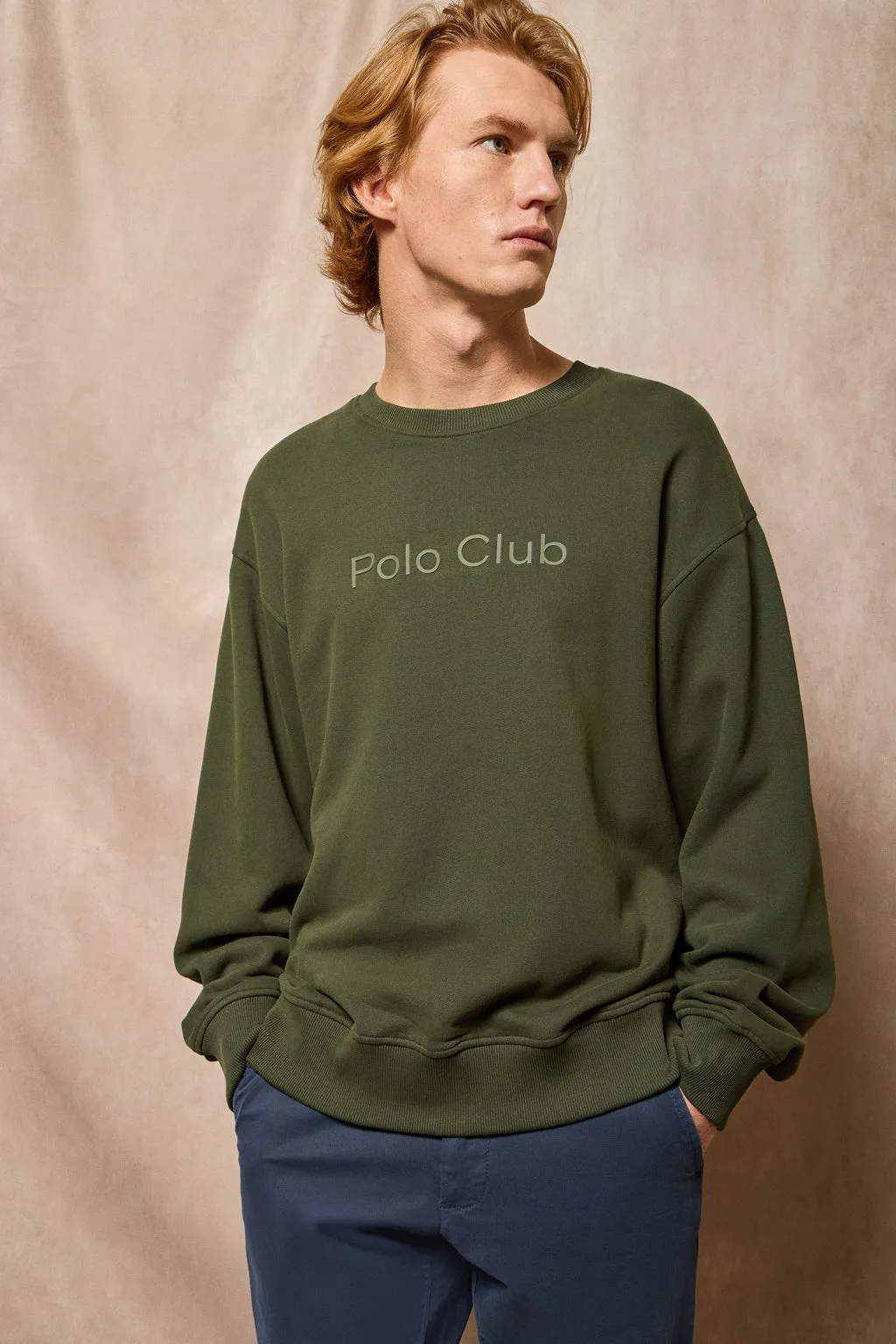 Sudadera verde oscuro de cuello redondo con logotipo Polo Club