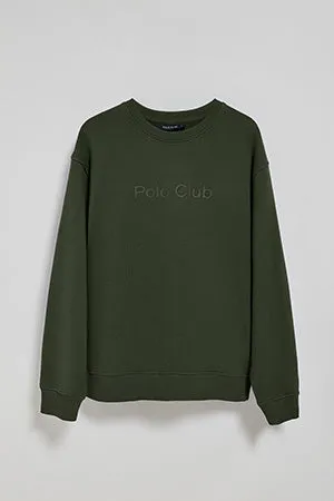 Sudadera verde oscuro de cuello redondo con logotipo Polo Club