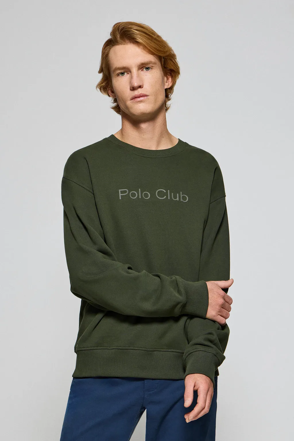 Sudadera verde oscuro de cuello redondo con logotipo Polo Club