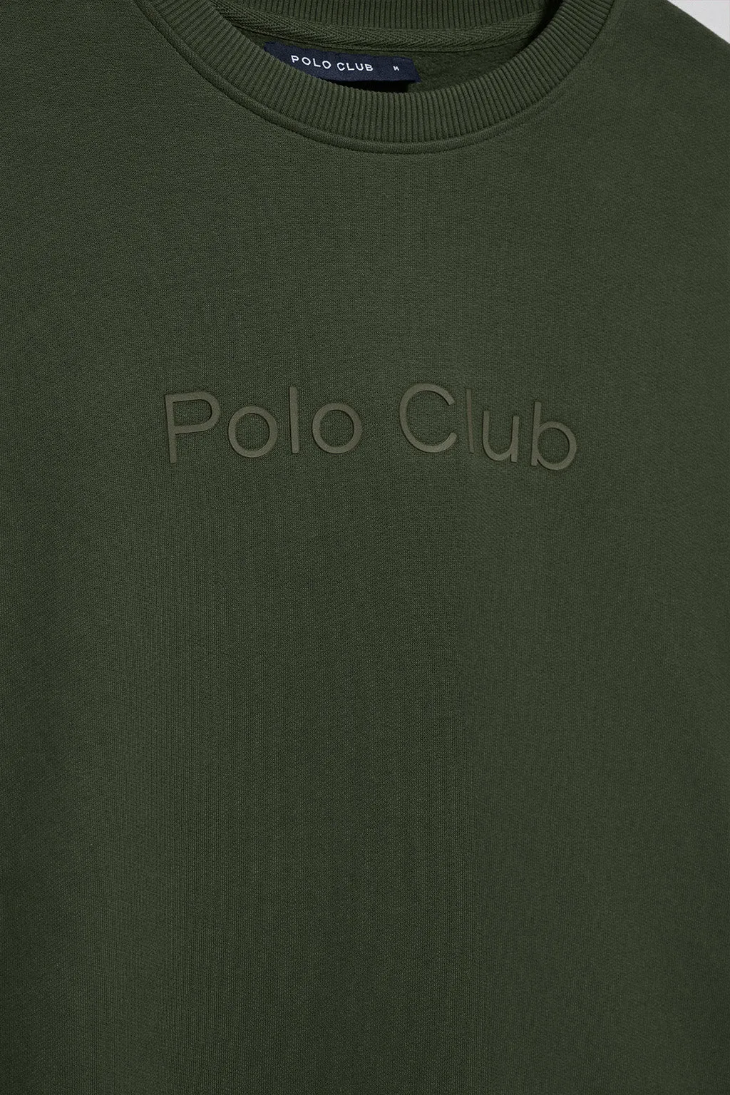 Sudadera verde oscuro de cuello redondo con logotipo Polo Club