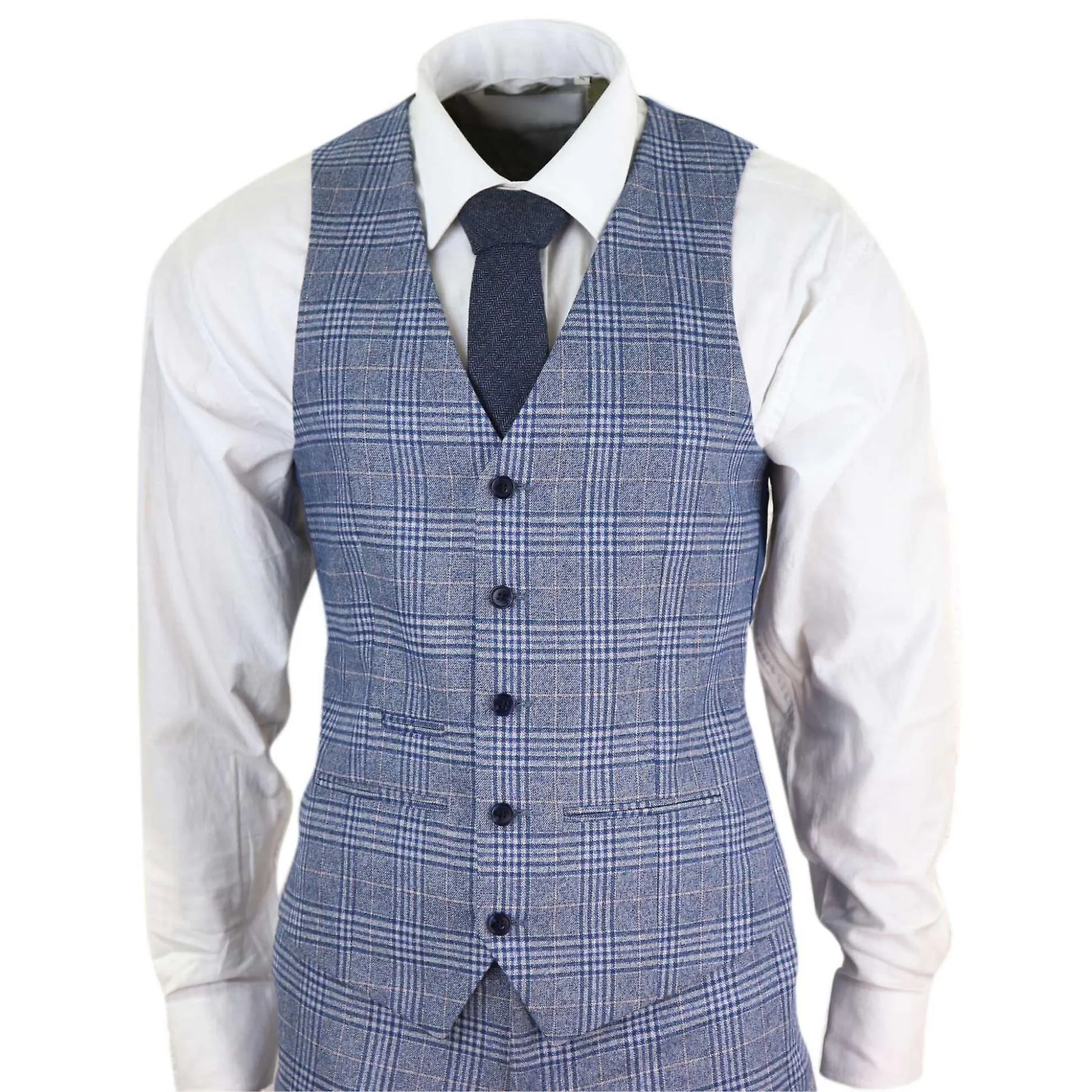 Traje de 3 piezas para hombres Vintage Check Tailored Fit Classic Gatsby 1920s