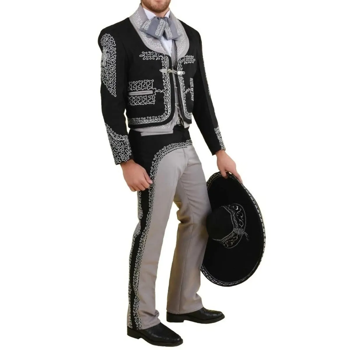 Traje de Charro para Hombre (TODO INCLUIDO) imp-72147 Color Negro con Gris