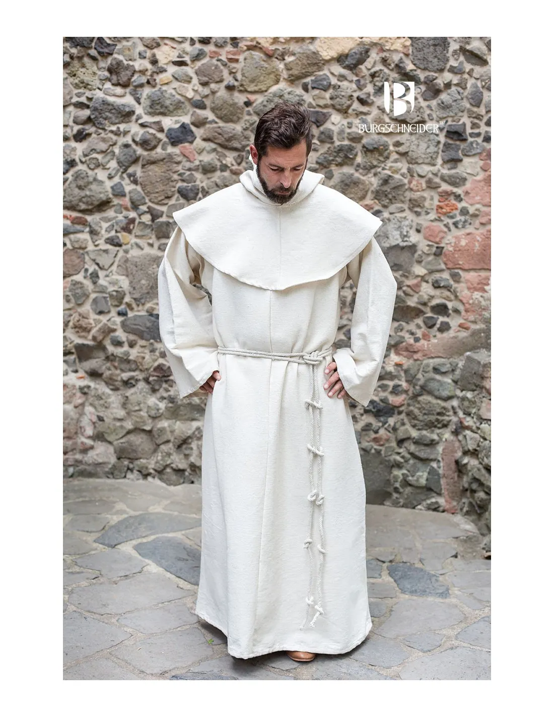 Traje de Monje medieval Benediktus, blanco