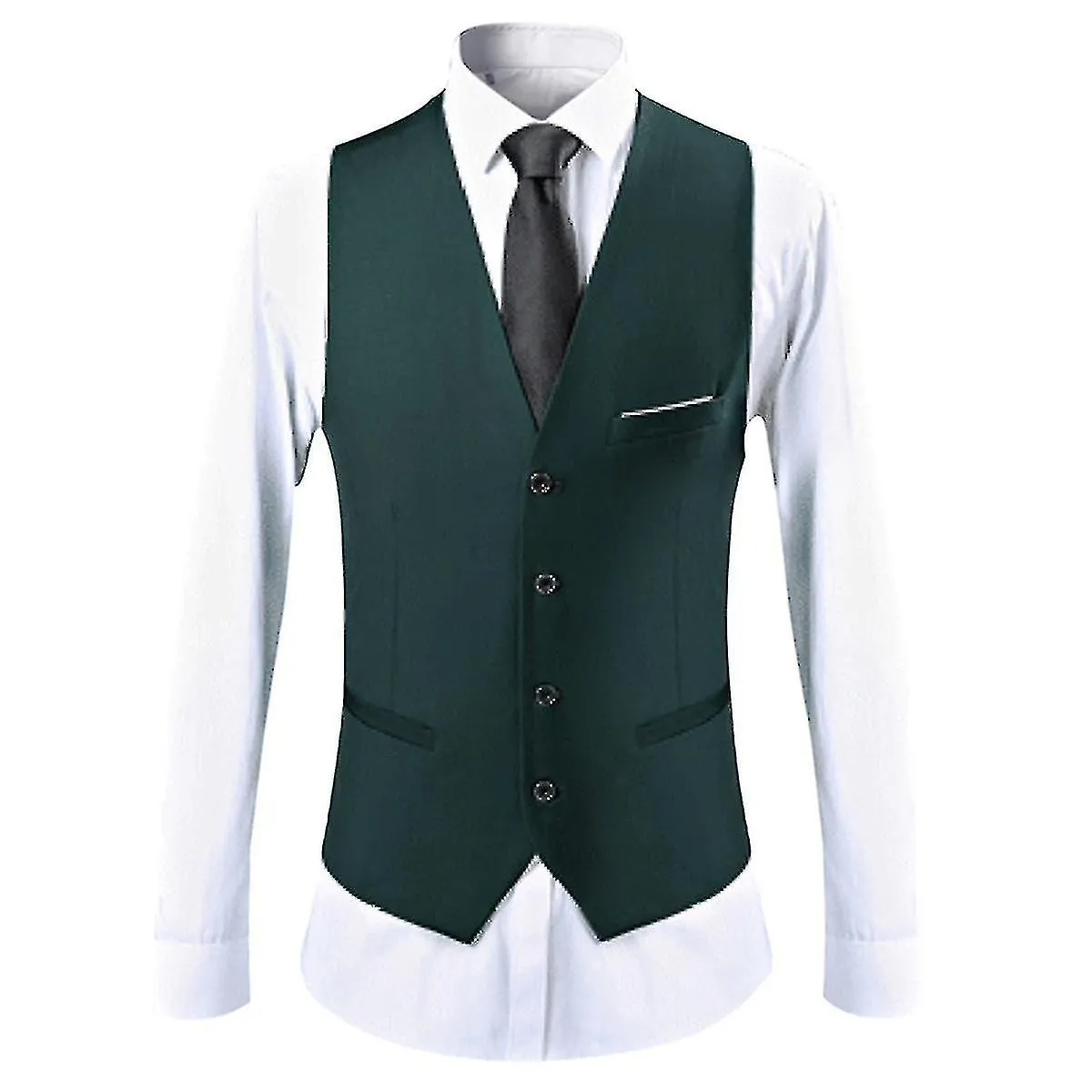 Traje de tres piezas de dos botones solid color business slim fit para hombre (diez colores)