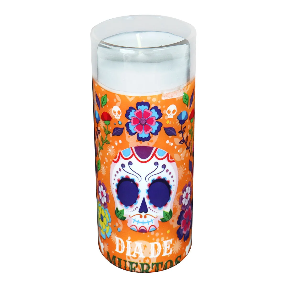 Veladora con Diseo de Calavera de Azúcar para Día de Muertos