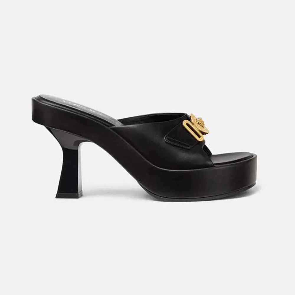 Versace Mujer Mules Medusa Biggie-Negro