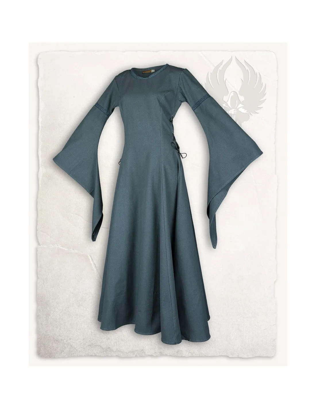 Vestido medieval en algodón premium modelo Lenora, verde