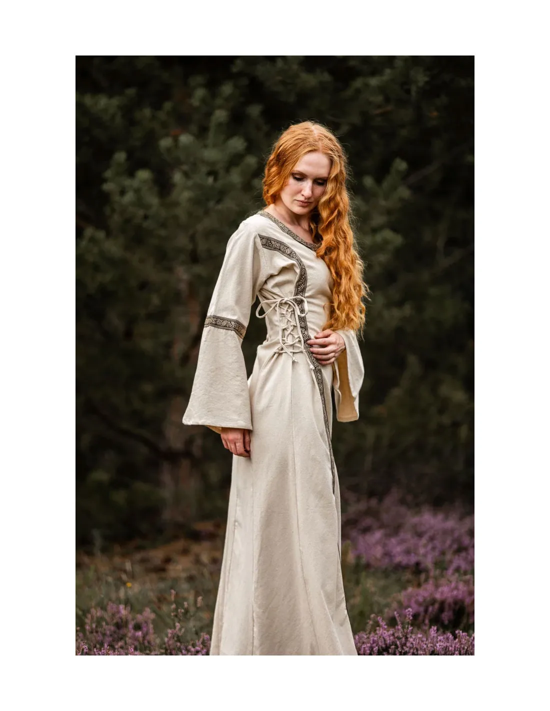 Vestido medieval mujer Angie, blanco natural