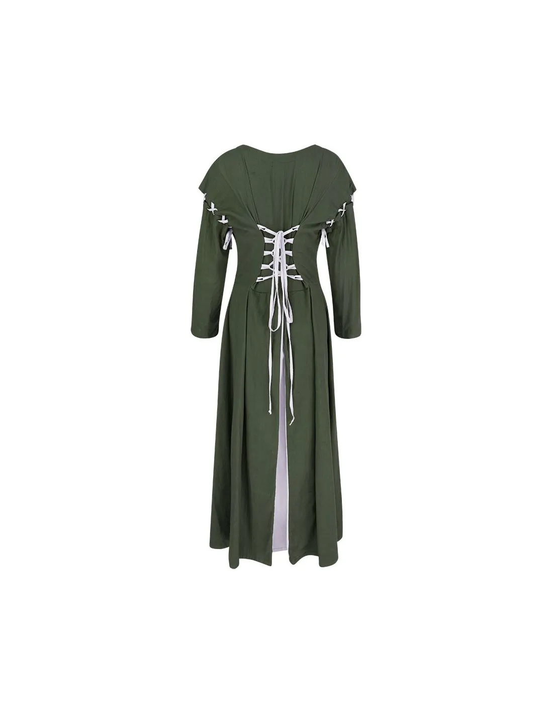 Vestido medieval verde-blanco modelo Larina