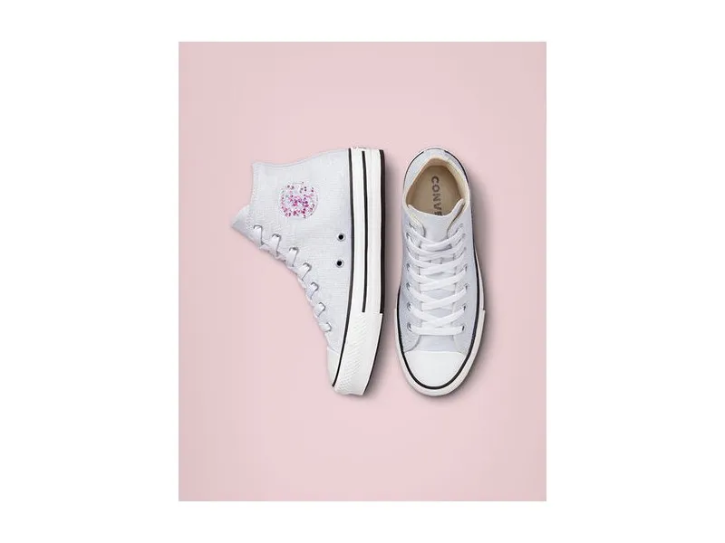 ZAPATILLA CONVERSE CHUCK TAYLOR ALL STAR PLATFORM LIFT HI GLITTER 272839C EN COLOR PLATA