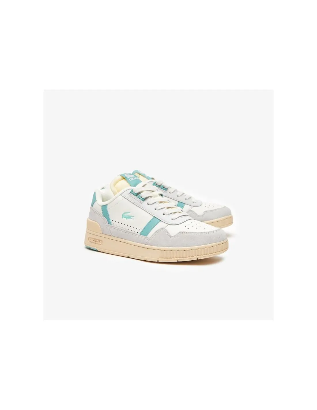 Zapatillas Lacoste T-Clip Leather Colour Pop Blanco Mujer