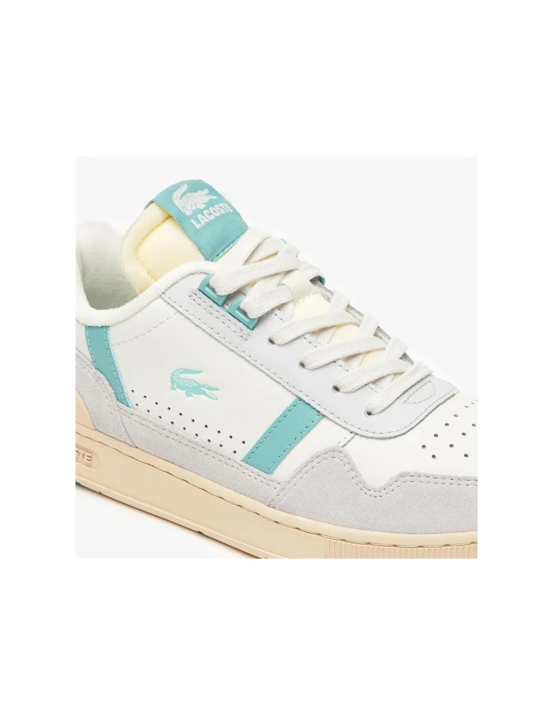 Zapatillas Lacoste T-Clip Leather Colour Pop Blanco Mujer