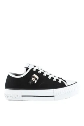 Zapatillas negras estilo converse con logo karl en goma